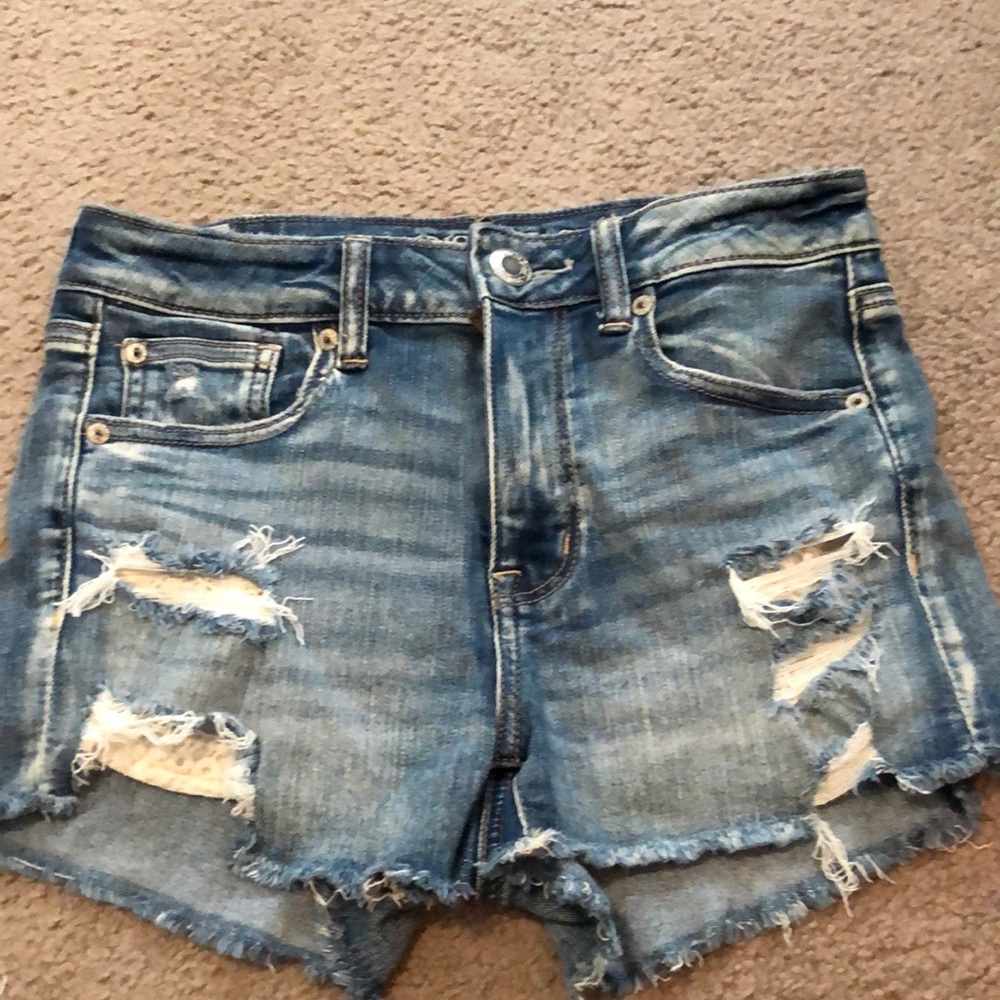 dark blue jean shorts